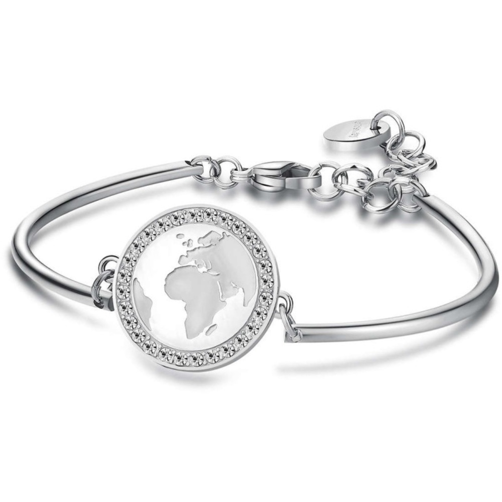 Brosway Italia Elegant Silver World Map Bracelet Swarovski crystals